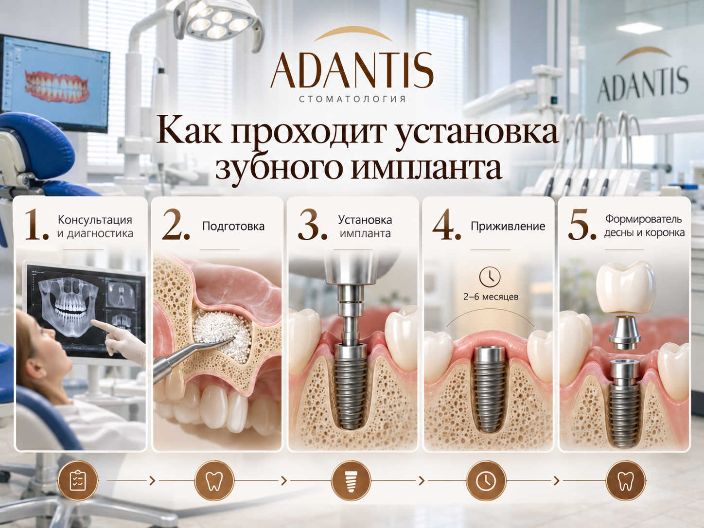 Как проходит установка зубного импланта
